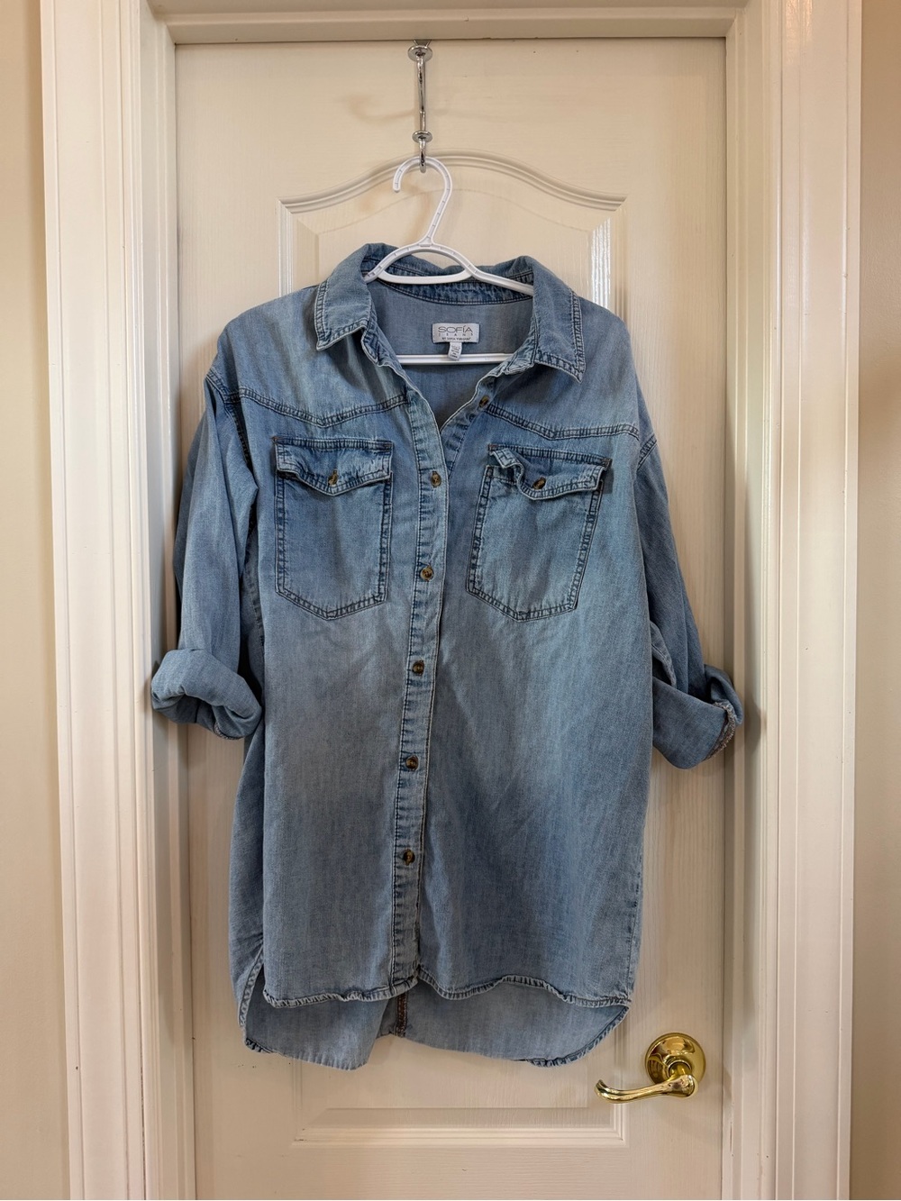 sofia by sofia vergara Light Blue Denim Tunic Shirt